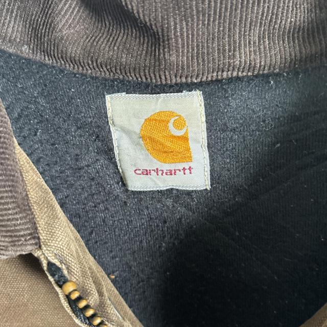 古着 カーハート Carhartt ダックジャケット ビッグサイズ 襟コーデュロイ ウエストドローコード ブラウン系 メンズ_4