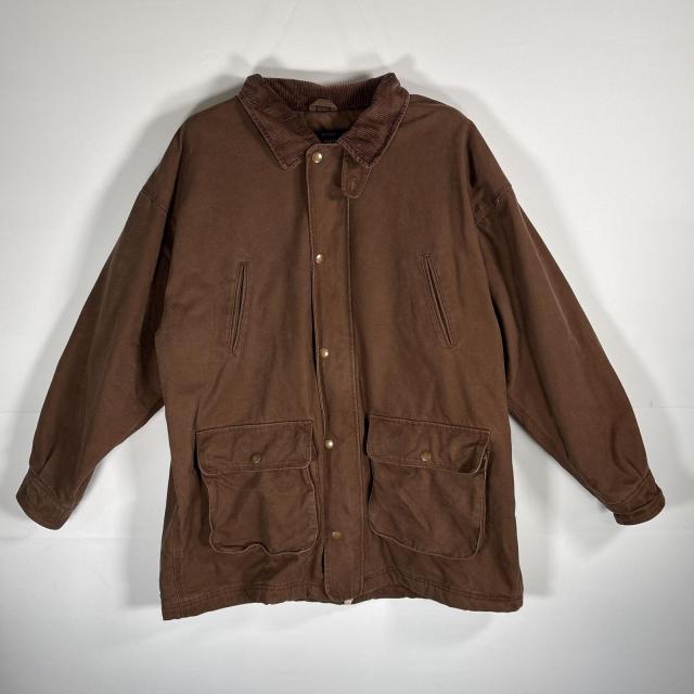 古着 ファイブブラザー FIVE BROTHER カバーオール ダックジャケット フリースライナー 襟コーデュロイ XXL  ブラウン メンズ