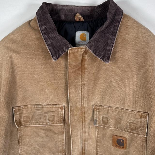 古着 カーハート Carhartt USA製 ダック ワークジャケット トラディショナルコート オーバーサイズ 2XL ベージュ メンズ_1