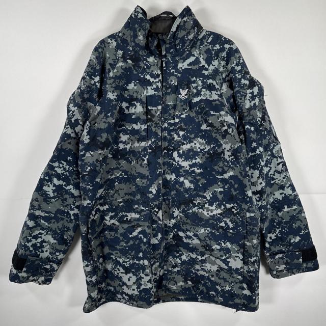 古着 ミリタリージャケット ECWCS GORE-TEX デジカモ ゴアテックスパーカー 米軍 実物 ブルー ジャケット medium long  ネイビー メンズ