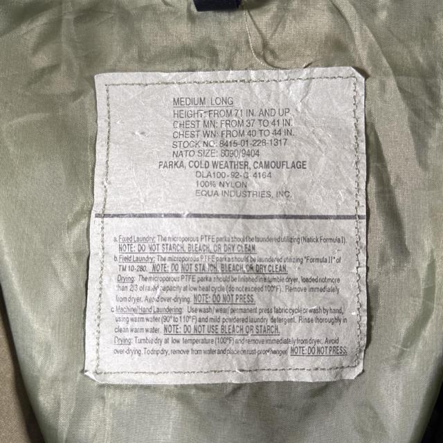 古着 ヴィンテージ ミリタリージャケット ECWCS GORE-TEX ウッドランドカモ ゴアテックスパーカー 米軍 実物 medium  long_6