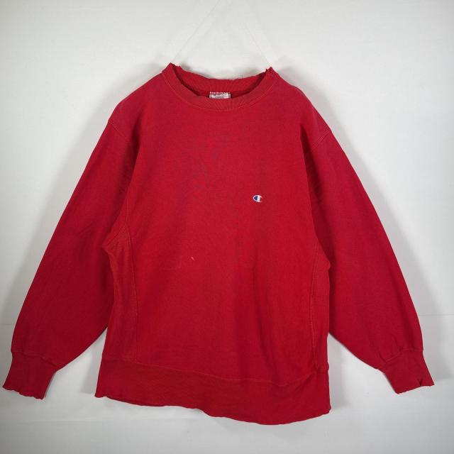 USA古着 80s/80年代 ヴィンテージ チャンピオン Champion スウェット リバースウィーブ オリジナル ワンポイント LARGE レッド メンズ