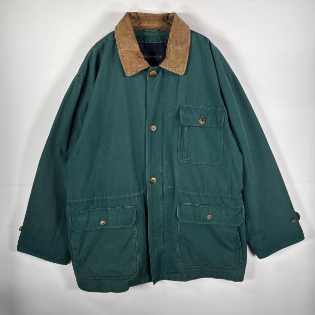 古着 ブルックスブラザーズ Brooks Brothers カバーオール 襟コーデュロイ ビッグサイズ ダブルジップ XL  グリーン メンズ