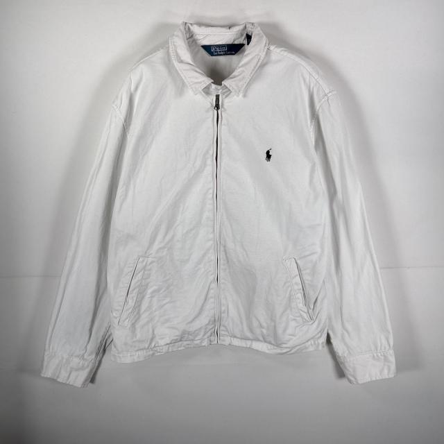 古着 90s/90年代 ポロバイラルフローレン Polo by Ralph Lauren スウィングトップジャケット ロゴ刺繍 XL ホワイト メンズ