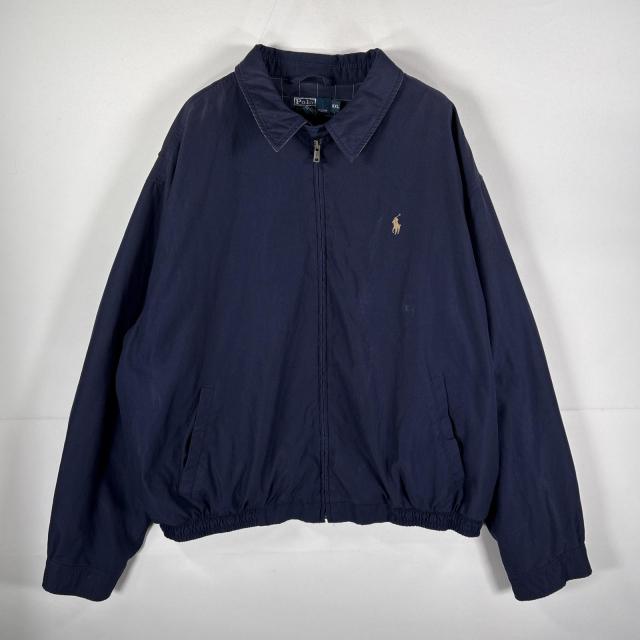 古着 90s/90年代 ポロバイラルフローレン Polo by Ralph Lauren スウィングトップジャケット 裏地チェック XXL  ネイビー メンズ