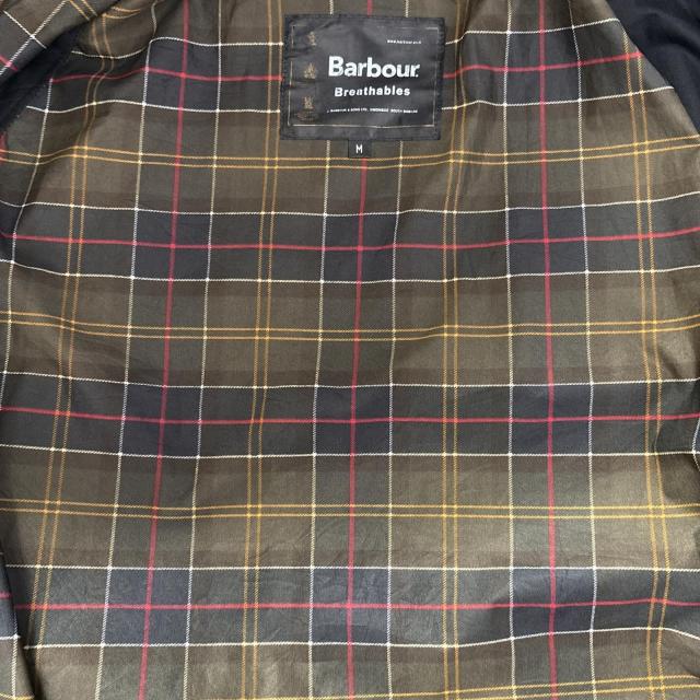 古着 バブアー Barbour カバーオール ハーフコートジャケット 裏地チェック ラグラン スタンドネック M  ネイビー メンズ 古着 バブアー Barbour カバーオール ハーフコートジャケット 裏地