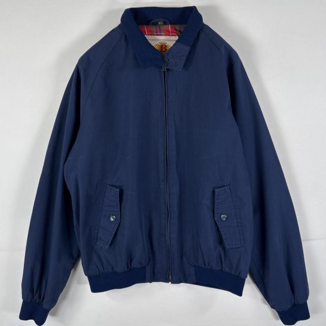 古着 バラクータ BARACUTA ハリントンジャケット スウィングトップ 裏地チェック チンスト有り ビッグサイズ XL  ネイビー メンズ