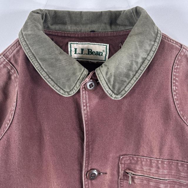 古着 エルエルビーン L.L.Bean カバーオール ダック地 襟コーデュロイ 大きめ 長丈 ブラウン グリーン メンズ