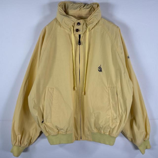 古着 90s/90年代 ノーティカ NAUTICA スウィングトップジャケット 収納フード 裏地ストライプ ワンポイントロゴ刺繍 M  イエロー メンズ
