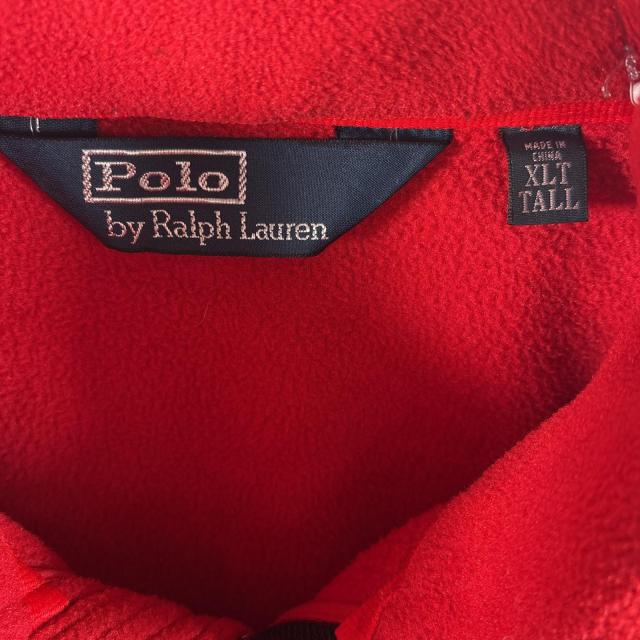古着 90s/90年代 ポロバイラルフローレン Polo by Ralph Lauren フリースジャケット ビッグサイズ フルジップ XLT TALL レッド メンズ_4