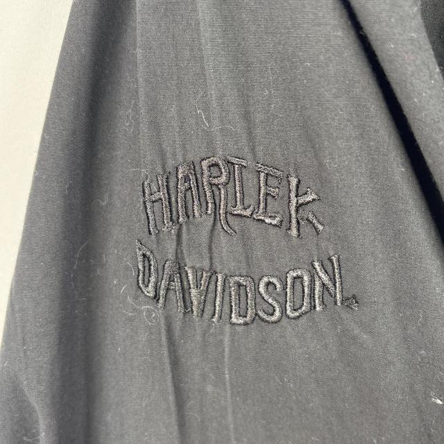 古着 ハーレーダビッドソン HARLEY DAVIDSON 長袖シャツ ボタンダウンタイプ ファイヤーデザイン ワンポイント 刺繍 S ブラック 無地_6