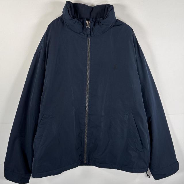 古着 ポロバイラルフローレン Polo by Ralph Lauren ナイロンジャケット フリースライナー ロゴ刺繍 大きいサイズ 2XLT  ネイビー メンズ