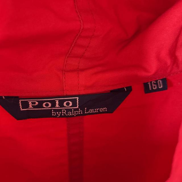 古着 ポロバイラルフローレン Polo by Ralph Lauren コットンジャケット フーディー ワンポイントロゴ刺繍 フルジップ 160 レッド キッズ_3