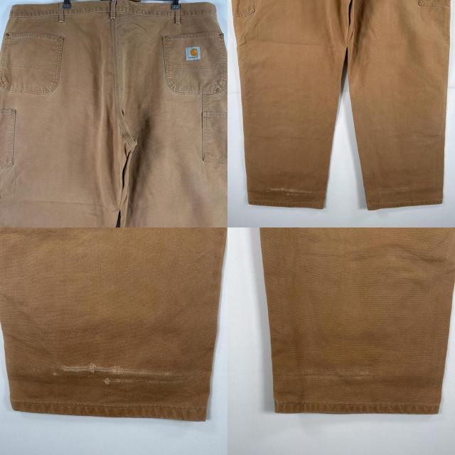 古着 カーハート Carhartt USA製 ワークパンツ ペインターパンツ 作業着 ワンポイント ロゴ 大きいサイズ ダブルニー w50 L30  ベージュ 古着 カーハート Carhartt USA製 ワークパンツ ペインターパンツ 作業