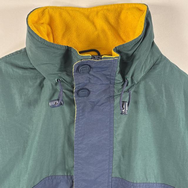 古着 90s/90年代 トミーヒルフィガー TOMMY HILFIGER セーリングジャケット ビッグロゴ フード付き フリースライナー XL グリーン_1