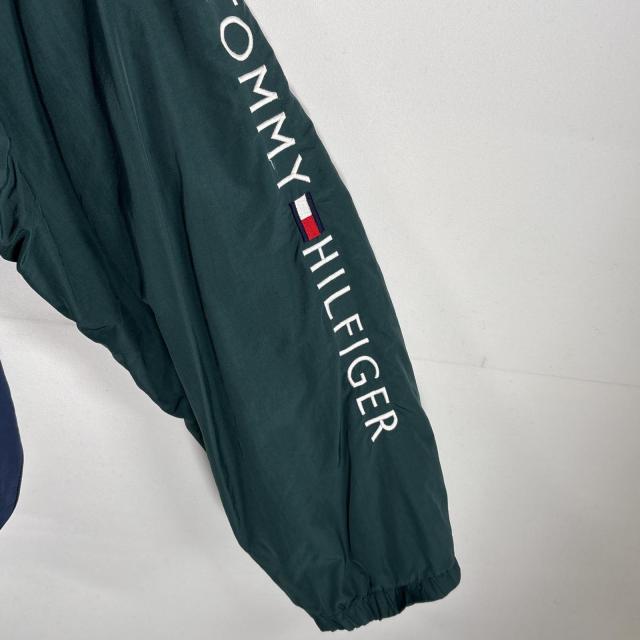 古着 90s/90年代 トミーヒルフィガー TOMMY HILFIGER セーリングジャケット ビッグロゴ フード付き フリースライナー XL グリーン_2