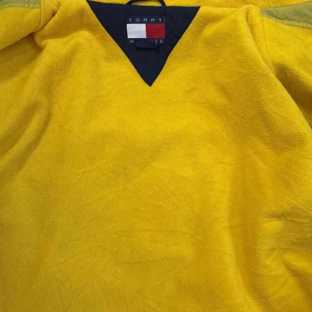 古着 90s/90年代 トミーヒルフィガー TOMMY HILFIGER セーリングジャケット ビッグロゴ フード付き フリースライナー XL グリーン_7