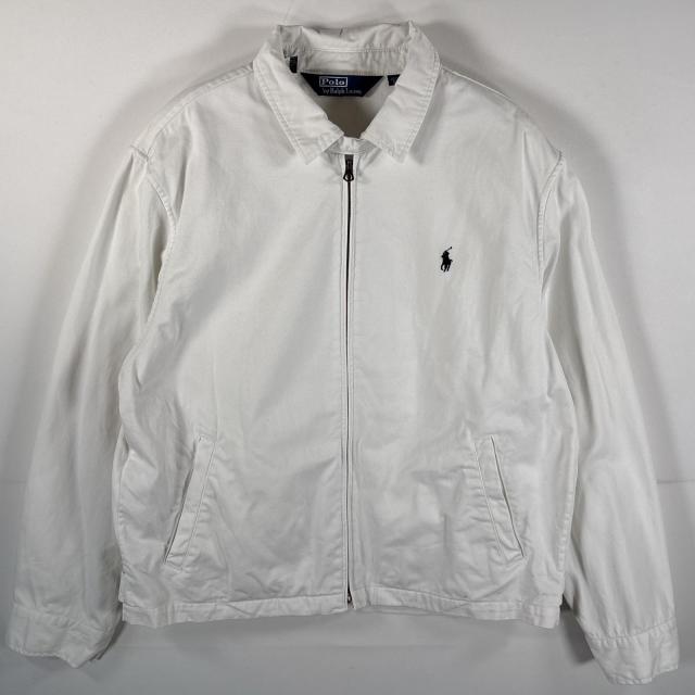 古着 90s/90年代 ポロ ラルフローレン Polo by Ralph Lauren スウィングトップジャケット ワンポイント刺繍 大きいサイズ XL ホワイト