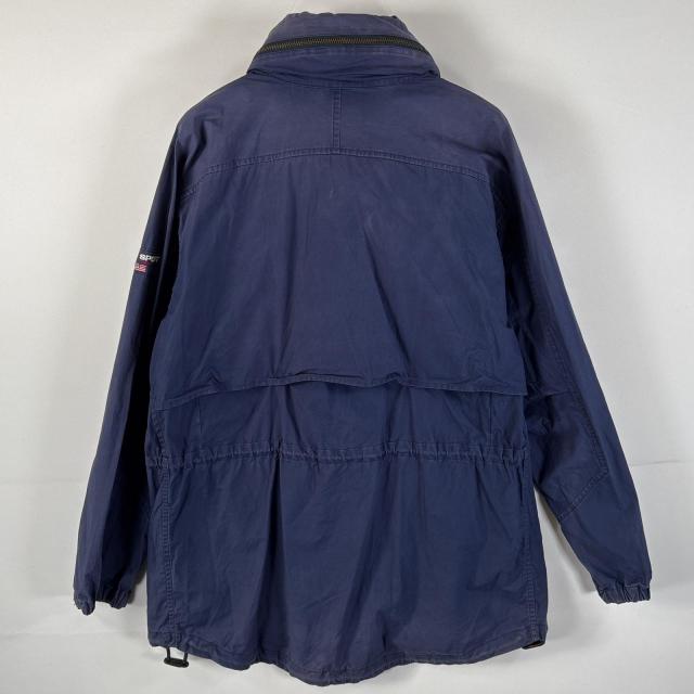 古着 80's～90's/80年代～90年代 ポロスポーツ POLO SPORTS コットンジャケット ワンポイントロゴ ロング丈 フルジップ M  ネイビー メンズ 古着 80s〜90s/80年代〜90年代 ポロスポーツ POLO SPORTS コットン
