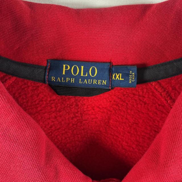古着 ポロ・ラルフローレン POLO RALPH LAUREN バーシティジャケット 大きいサイズ スウェット スタジャン ワッペン XXL  レッド メンズ_5