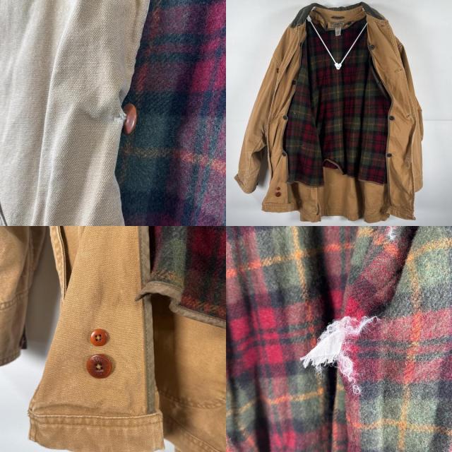 古着 90s/90年代 エルエルビーン L.L.Bean コート ハンティングジャケット ダック地 ライナー付き カバーオール 2XL  ブラウン メンズ