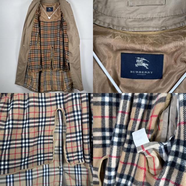 古着 バーバリー BURBERRY 長袖 ステンカラーコート イギリス製 裏地 ライナー付き ノバチェック ロング ジャケット ベージュ メンズ_6