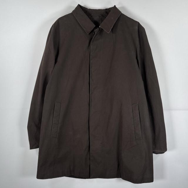 古着 バーバリー BURBERRY 長袖 ステンカラーコート コットン ミドル丈 ジャケット 裏地 ノバチェック イギリス製 L  ブラウン メンズ