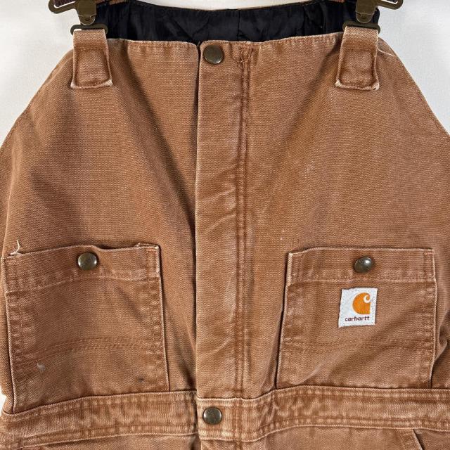 【古着】Carhartt(カーハート)ワンポイントロゴ ダブルニーオーバーオール carhartt - Carhartt カーハート ダック ダブルニー ビブ