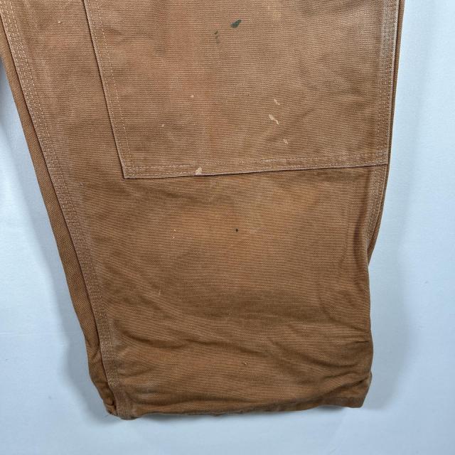 古着 カーハート Carhartt オーバーオール ダック ワンポイントロゴ サイドポケット ダブルニー 大きいサイズ キャメル メンズ