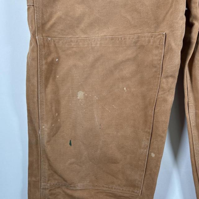 古着 カーハート Carhartt オーバーオール ダック ワンポイントロゴ サイドポケット ダブルニー 大きいサイズ キャメル メンズ