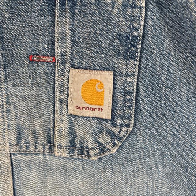 古着 カーハート Carhartt オーバーオール デニム ワーク ワンポイント