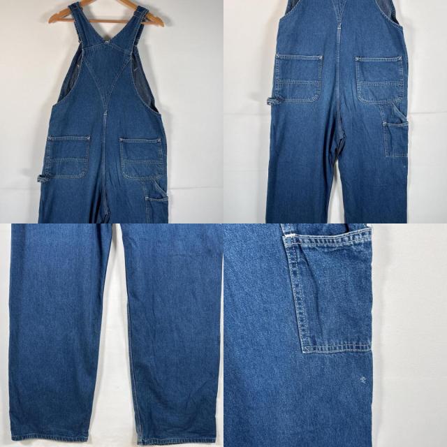 古着 カーハート Carhartt オーバーオール デニム ワーク ワンポイントロゴ 大きいサイズ ハンマーループ サイドポケット ブルー メンズ 古着 カーハート Carhartt オーバーオール デニム ワーク ワンポイント