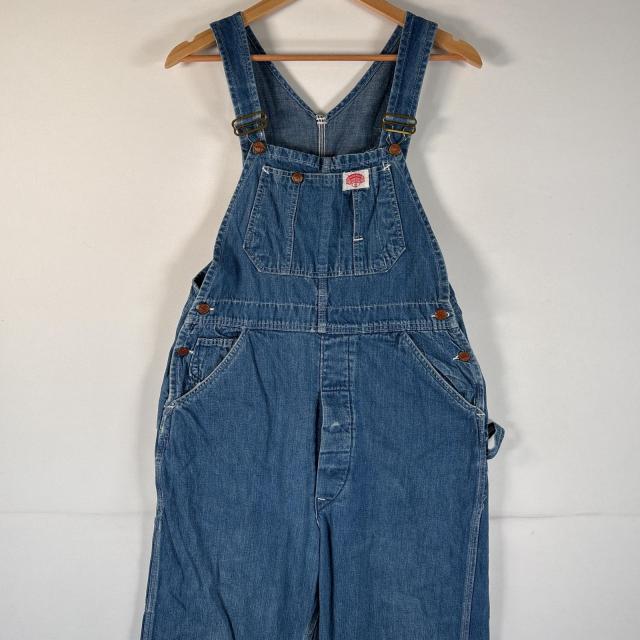 古着 50s/50年代 ヴィンテージ ラウンドハウス ROUND HOUSE オーバーオール デニム ワーク ワンポイントロゴ ハンマーループ  ブルー系