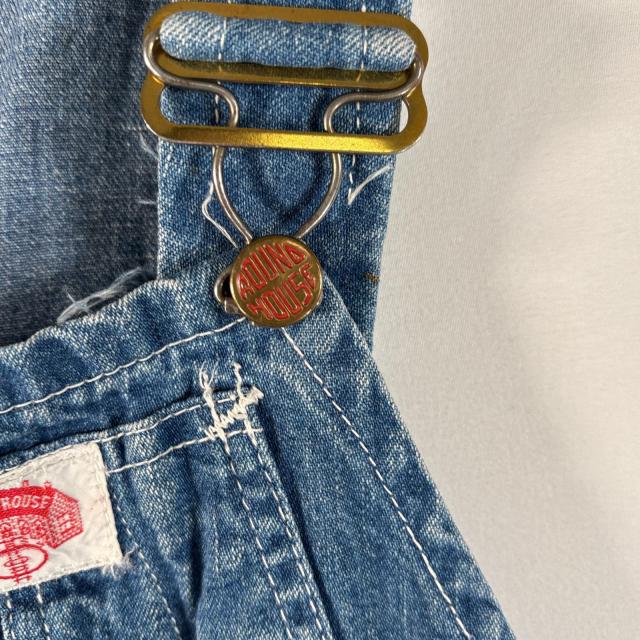 古着 50s/50年代 ヴィンテージ ラウンドハウス ROUND HOUSE オーバーオール デニム ワーク ワンポイントロゴ ハンマーループ  ブルー系 古着 50s/50年代 ヴィンテージ ラウンドハウス ROUND HOUSE