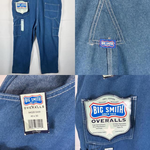 古着 ビッグスミス Big Smith オーバーオール デニム デッドストック タグ付き ワーク ペインター 大きいサイズ w40 L30 ブルー系 メンズ