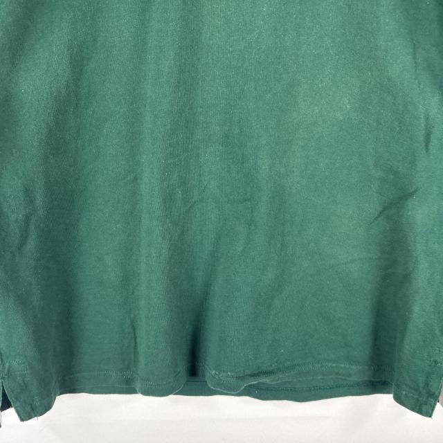 古着 90s/90年代 ポロバイラルフローレン Polo by Ralph Lauren 長袖 ラガーシャツ フーディ ワンポイントロゴ刺繍 L グリーン メンズ_2
