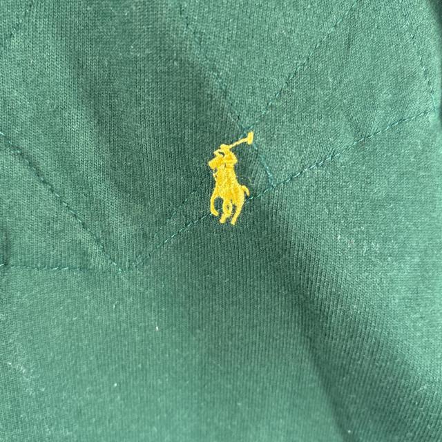 古着 90s/90年代 ポロバイラルフローレン Polo by Ralph Lauren 長袖 ラガーシャツ フーディ ワンポイントロゴ刺繍 L グリーン メンズ_3