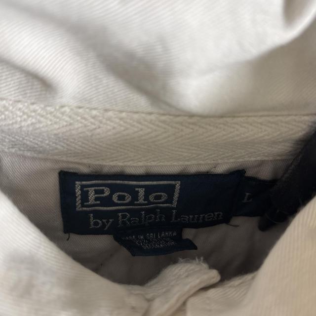 古着 90s/90年代 ポロバイラルフローレン Polo by Ralph Lauren 長袖 ラガーシャツ フーディ ワンポイントロゴ刺繍 L グリーン メンズ_5