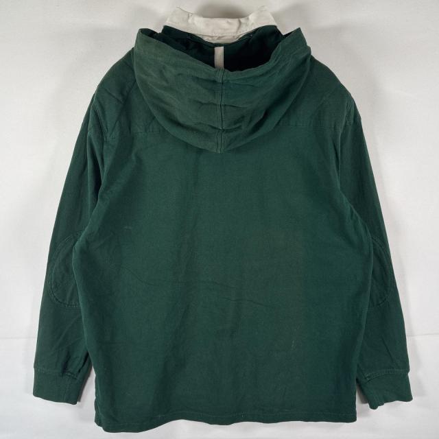 古着 90s/90年代 ポロバイラルフローレン Polo by Ralph Lauren 長袖 ラガーシャツ フーディ ワンポイントロゴ刺繍 L グリーン メンズ_6