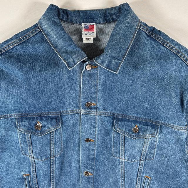 古着 90s/90年代 USA製 デニムジャケット ケロッグデザインロゴ バック