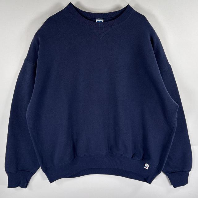 80-90s RUSSELL usa製 スウェットシャツ 3段ロゴ BLK XL