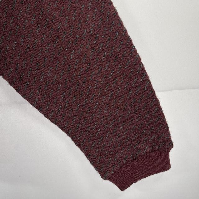 古着 90s/90年代 エルエルビーン L.L.Bean ウールニットセーター バーズアイ ノルウェー製 クルーネック 大きいサイズ XL  レッド系