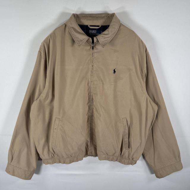 古着 ポロバイラルフローレン Polo by Ralph Lauren スウィングトップジャケット フルジップ ブルゾン ワンポイント XXL  ベージュ系