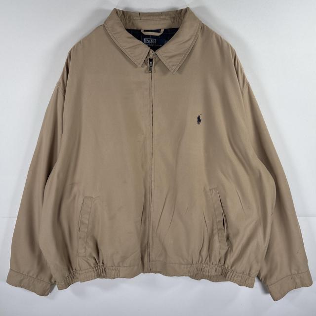 古着 ポロバイラルフローレン Polo by Ralph Lauren スウィングトップジャケット フルジップ ドリズラー  大きいサイズ 3XB  ベージュ