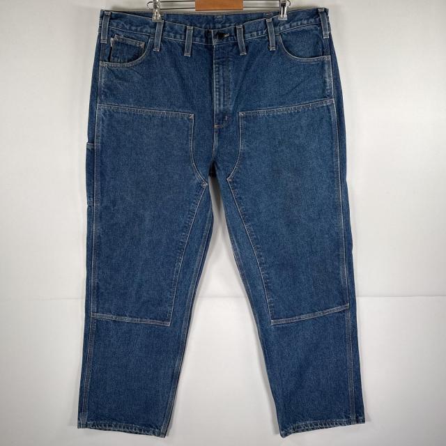 古着 カーハート Carhartt デニムパンツ ペインターパンツ 大きいサイズ ワンポイントロゴ ダブルニー ワーク w46 L32  ブルー メンズ