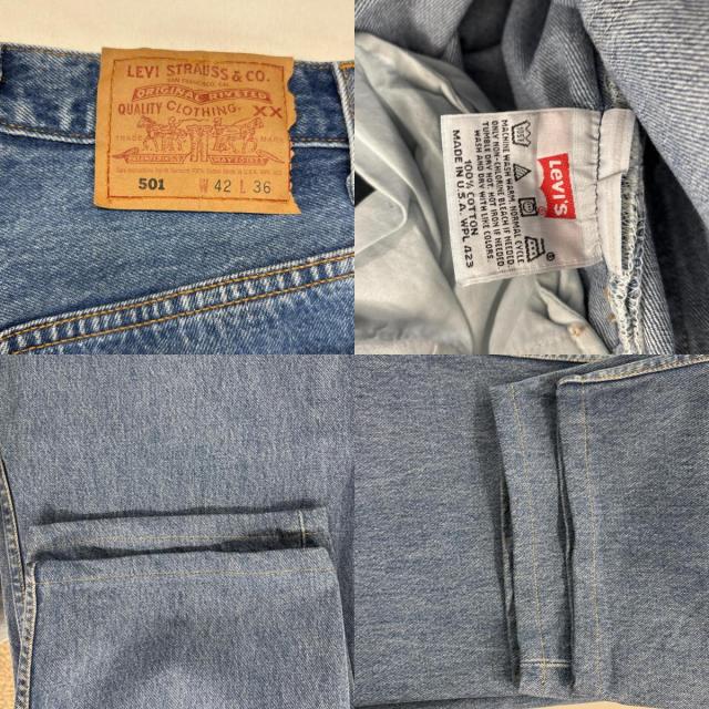 古着 リーバイス Levis USA製 デニムパンツ 501 ストレート 5ポケット ジーンズ ジーパン 大きいサイズ ボタンフライ w42 L36 ブルー_9