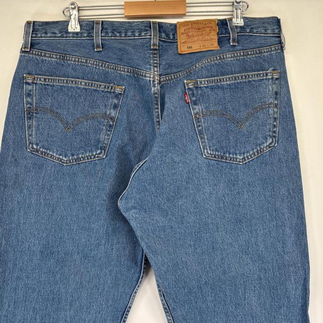 古着 リーバイス Levis USA製 デニムパンツ 501 ストレート 5ポケット ジーンズ ジーパン 大きいサイズ ボタンフライ w42 L36 ブルー_6