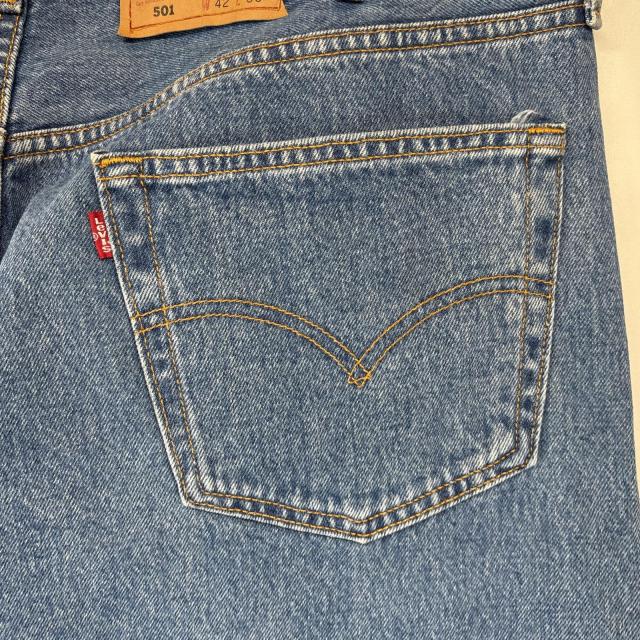 古着 リーバイス Levis USA製 デニムパンツ 501 ストレート 5ポケット ジーンズ ジーパン 大きいサイズ ボタンフライ w42 L36 ブルー_8
