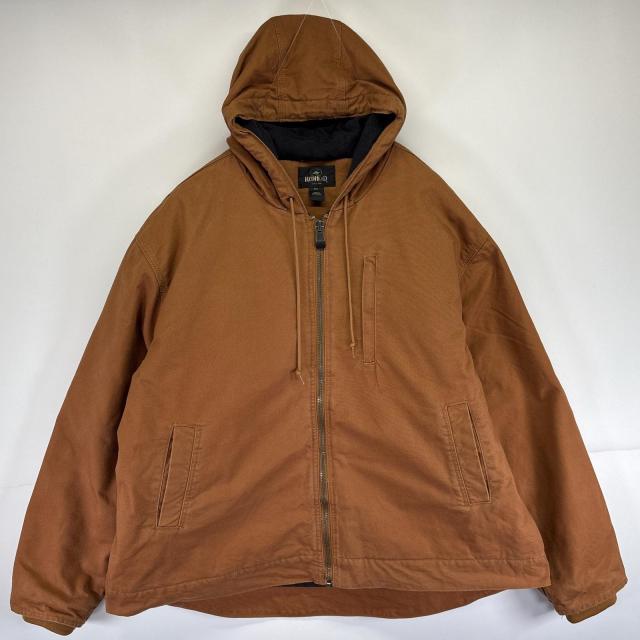 古着 レッドヘッド RED HEAD ワークジャケット ダック 大きいサイズ フード パーカー 中綿 無地 2XL  ブラウン系 メンズ