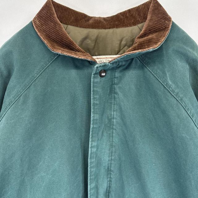 古着 ウォールズ walls USA製 ワークジャケット ダック フルジップ 襟コーデュロイ 中綿 大きいサイズ 2XL  グリーン メンズ